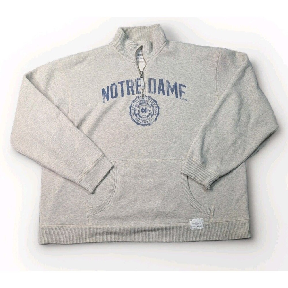 Champion Notre Dame Fighting Irish Quarter Zip Sweatshirt Gray Men's Size XL